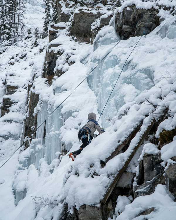 Ice Climbing at the Junkyards In Canmore