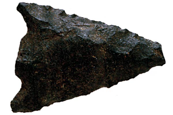 Pelican Lake culture obsidian projectile point recovered from Rat's Nest Cave, Canmore Alberta — 3000-year-old indigenous artifact from the Bow Valley Canadian Rockies