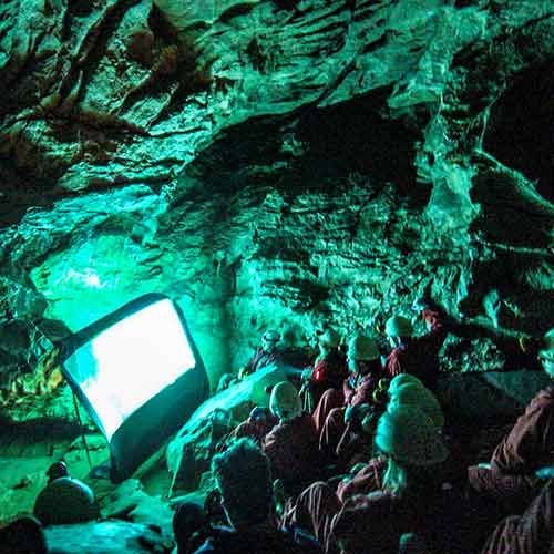 Watching a horror movie in the cave has become an Halloween Tradition